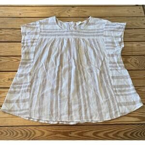 Adyson Parker Stripe Linen Top Size Large Women’s Beige